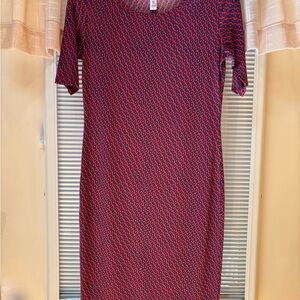 LuLaRoe Red Ribbed Sheath Midi Dress